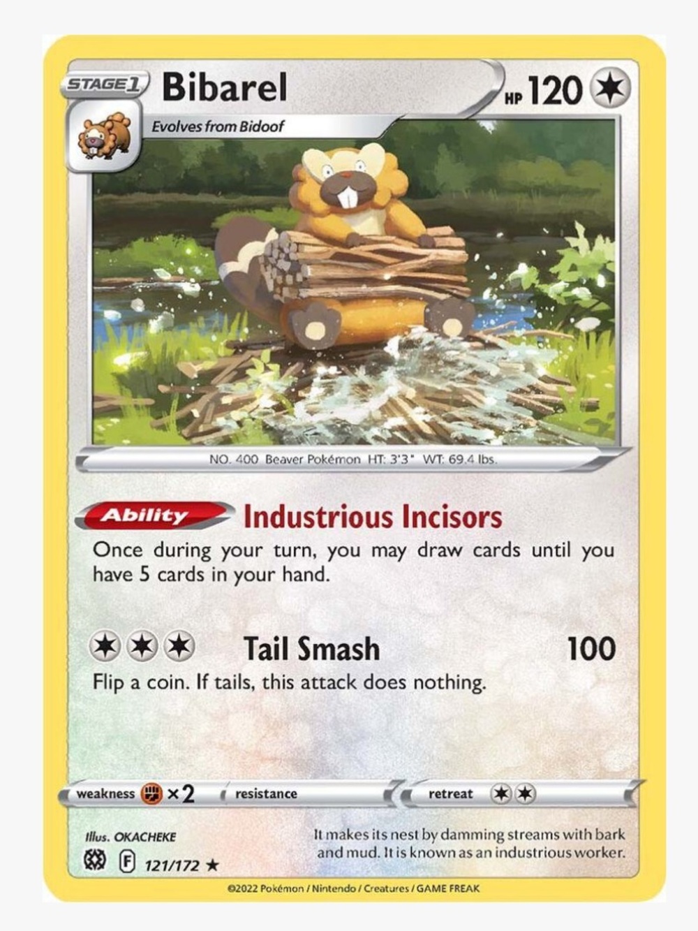 Bibarel SWSH09: Brilliant Stars Pokemon Trading Card